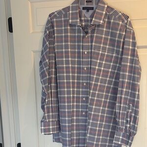 Tommy Hilfiger Men's Navy and Red Checkered Shirt